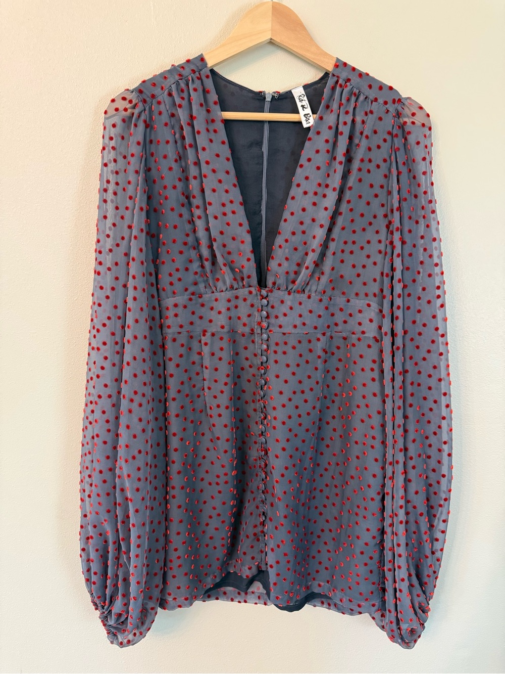 Rat & Boa Othilia Polka Dot Mini Dress Purple Balloon Sleeve Dress Medium - Picture 3 of 12